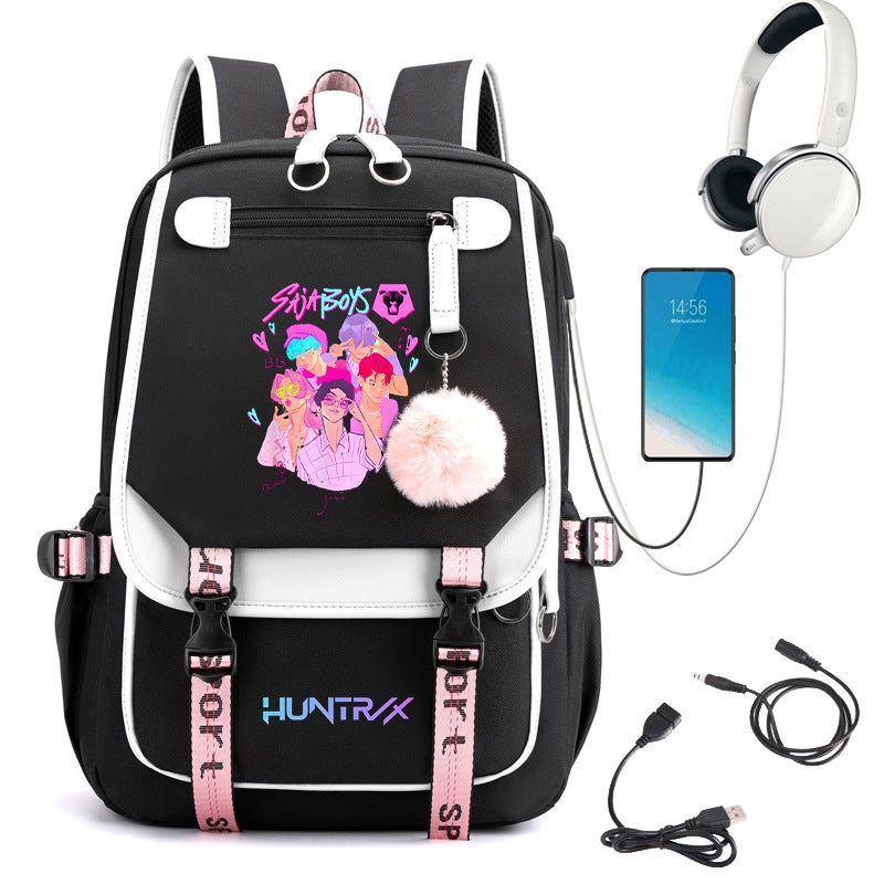Anime Cartoon Korean Style Student School Bag Daily Outdoor Black Backpack Sale 0813 - Image 1