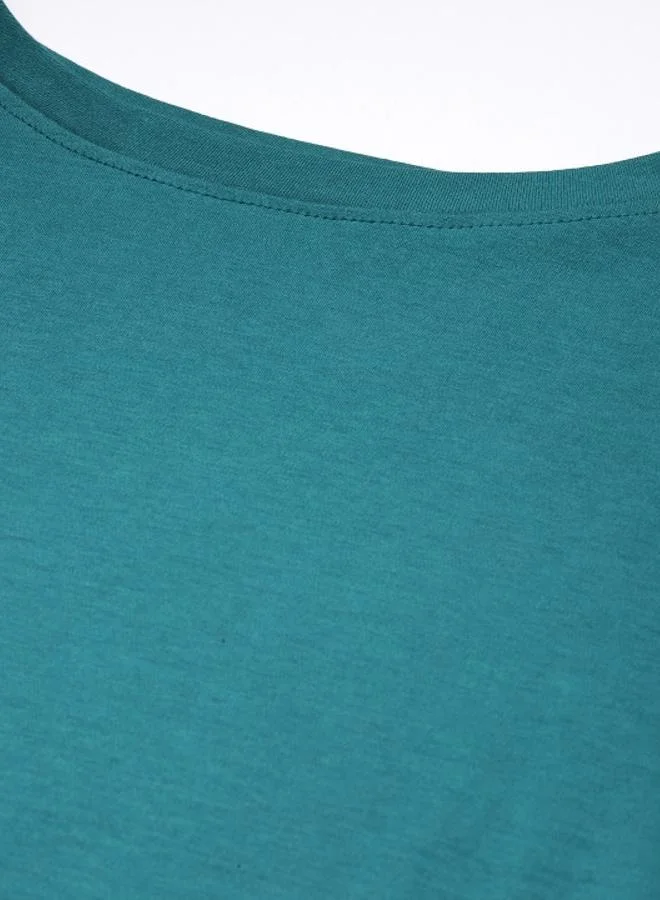 Styli Women Green Cotton Boxy T-Shirt By Bene Kleed