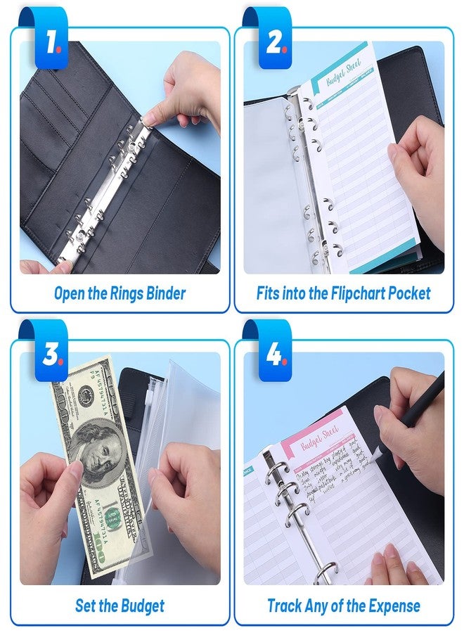Modacraft A6 PU Leather Budget Binder Notebook Planner 6 Ring Money Organizer 8 Cash Envelopes Waterproof 29 Categories Letter Stickers 12 Budget Sheets 12 Label Stickers 1 Ruler Bookmark for Saving - Image 5