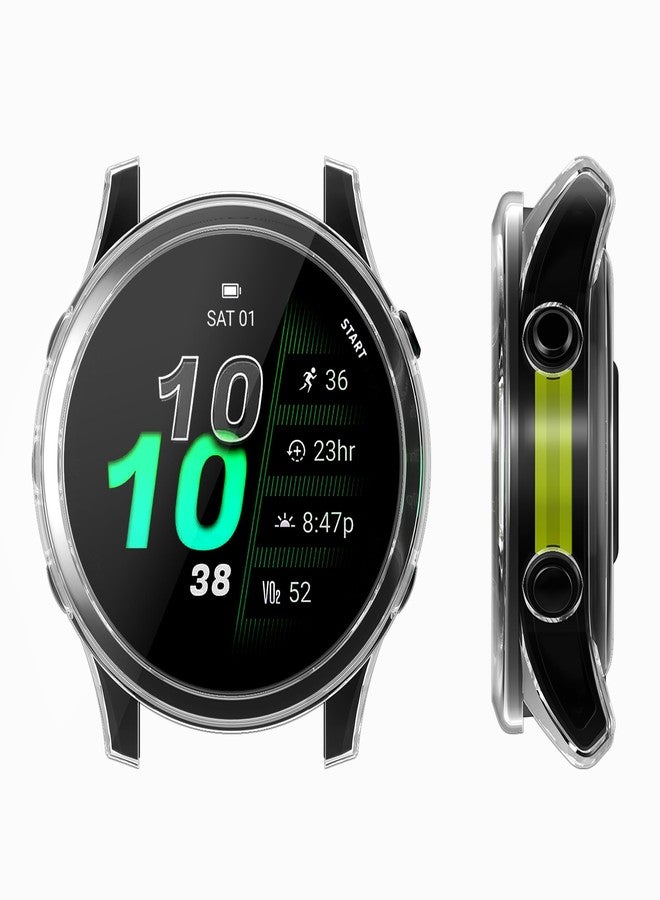 kwmobile Frame Cover Compatible with Garmin Forerunner 970 47mm Cover (2-Pack) - Clear Silicone Case - Black/Transparent - Image 5