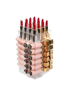 Lipstick Holder, Acrylic Rotating 64 Lipstick Tower Organizer, 360 Degree Spinning Lipstick Tower Lipgloss Stand with Removable Dividers