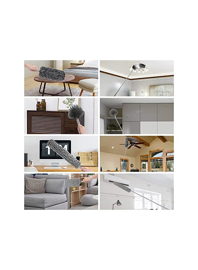 erorex 9 Pcs Microfiber Feather Duster with Extendable Pole, Feather Duster Reaching up to 100 Inches, Bendable and Washable Dusters for Cleaning Ceiling Fan,Ceiling, Blinds, Furniture - Image 5