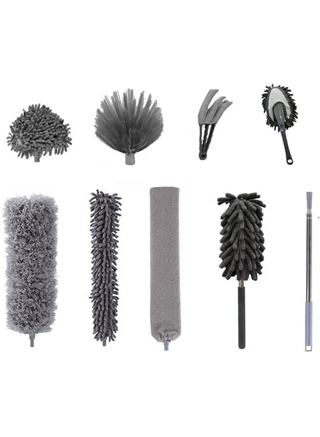 erorex 9 Pcs Microfiber Feather Duster with Extendable Pole, Feather Duster Reaching up to 100 Inches, Bendable and Washable Dusters for Cleaning Ceiling Fan,Ceiling, Blinds, Furniture - Image 1