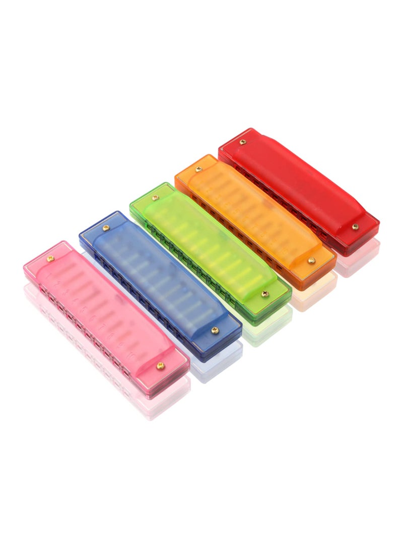 Kids Harmonica Set - 10 Hole Translucent Harmonicas for Beginners, Educational Musical Instruments for Children, Perfect for Parties and Holidays (5 Pack in Blue, Red, Green, Orange, Pink)  - Image 2