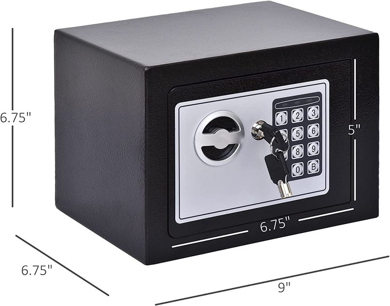 Kixre Kixre Mini Electronic Digital Security Safe Deposit Box With Electronic Keypad Lock and Physical Key For Home Office Hotel Jewelry Passport Watches Cash Storage Locker Black  - Image 3