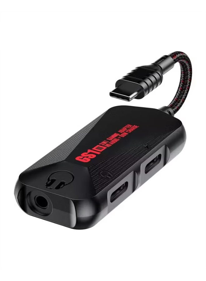 Plextone GS1 Type-C Gaming Adapter | 2 Type-C Ports + 3.5mm Jack, 60W Fast Charging & 24-bit HD Audio - Image 1