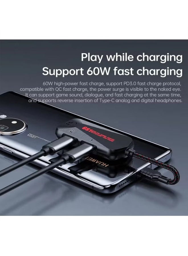 Plextone GS1 Type-C Gaming Adapter | 2 Type-C Ports + 3.5mm Jack, 60W Fast Charging & 24-bit HD Audio - Image 2