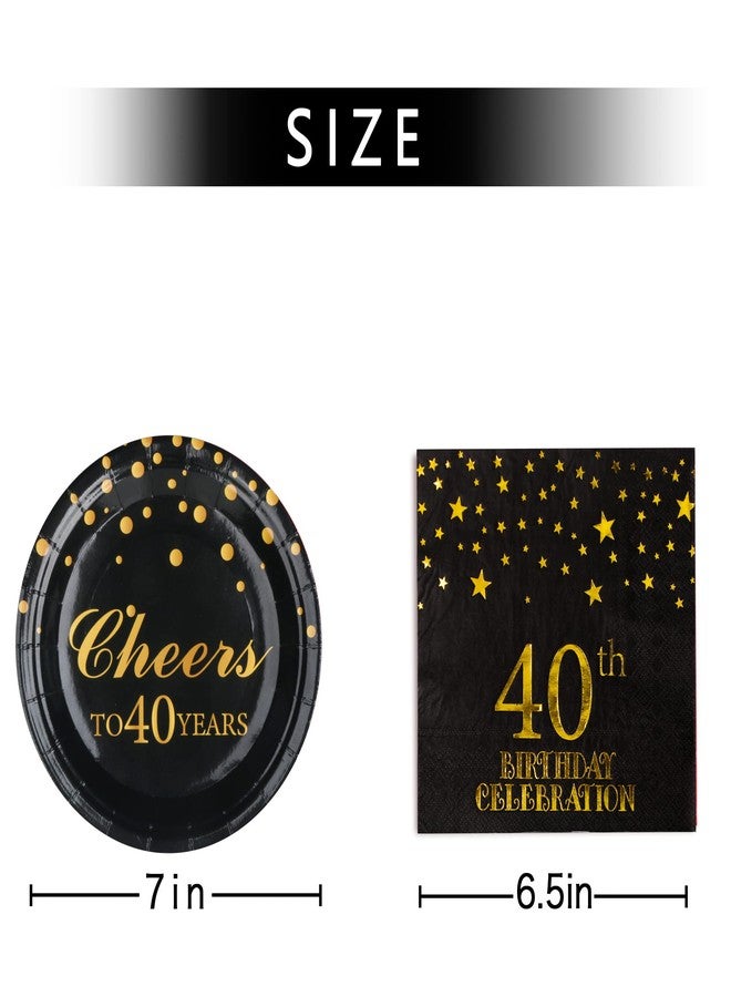 Pandecor Birthday Party Plates and Napkins Set, 40 Pieces, Black, Disposable, Round, Paper, Glossy Finish, Suitable for Birthday Parties, Serves Up to 20 Guests - Image 2