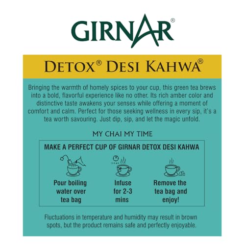 Girnar Food & Beverages Pvt. Ltd. Detox Green Tea - Desi Kahwa (36 Tea Bags) 90 gm - Image 3