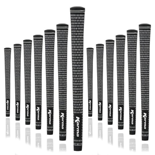 Karma Velour Black/White Jumbo Golf Grips, 13 Pack, +1/16” Oversize Rubber Velvet Style Replacement Golf Club Grips for Men - Image 1