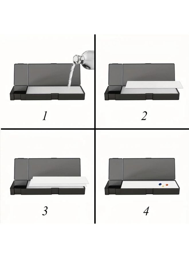 Premium Black Plastic Paint Mixing Box with Sponge and Watercolor Paper - Image 5