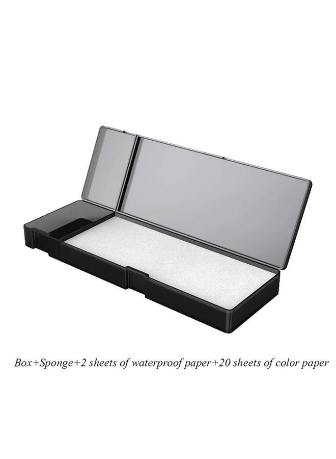 Premium Black Plastic Paint Mixing Box with Sponge and Watercolor Paper - Image 1
