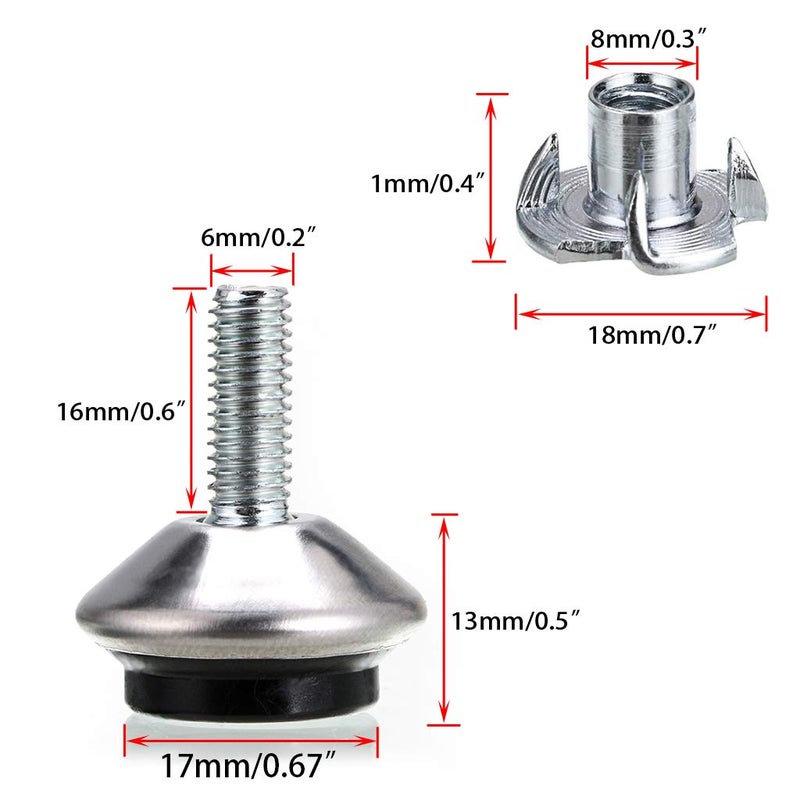 Ownmy M6 Adjustable Swivel Leveling Feet 12 Pcs Heavy Duty Furniture Table Legs Swivel Leveler Feet With T-Nut Swivel Heavy Duty Leveling Legs For Workbench Diy Projects Etc - Image 2
