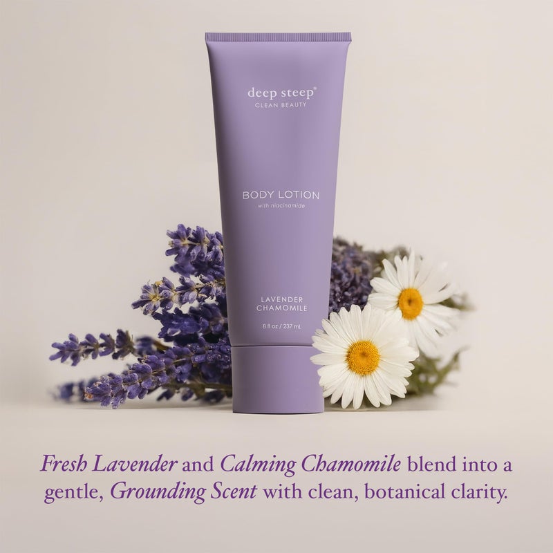 Deep Steep Body Lotion, Lavender Chamomile, 8 oz â€“ Moisturizer with Coconut Oil, Shea Butter, Argan Oil, Aloe Vera & Niacinamide â€“ Vegan, Clean Beauty, Daily Skin Hydration - Image 4