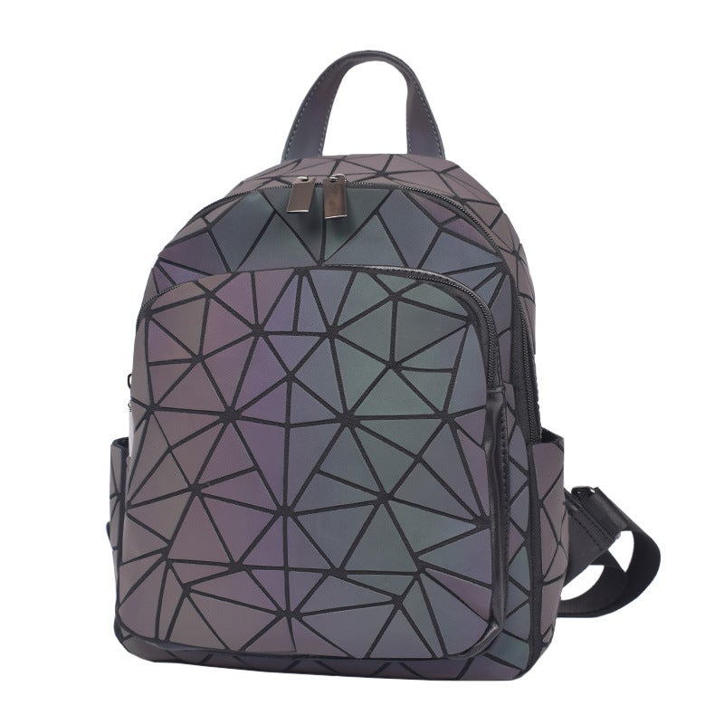 2026 New Luminous Geometric Backpack Women'S Bag Rhombus Zipper Double Shoulder Backpack Trendy Matching Bag Manufacturer - Image 4