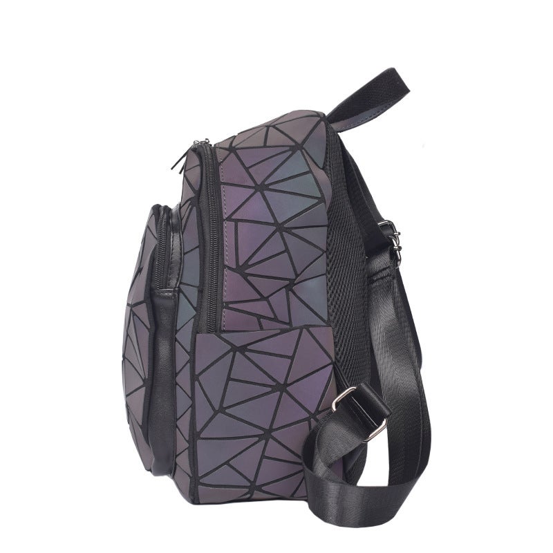 2026 New Luminous Geometric Backpack Women'S Bag Rhombus Zipper Double Shoulder Backpack Trendy Matching Bag Manufacturer - Image 5