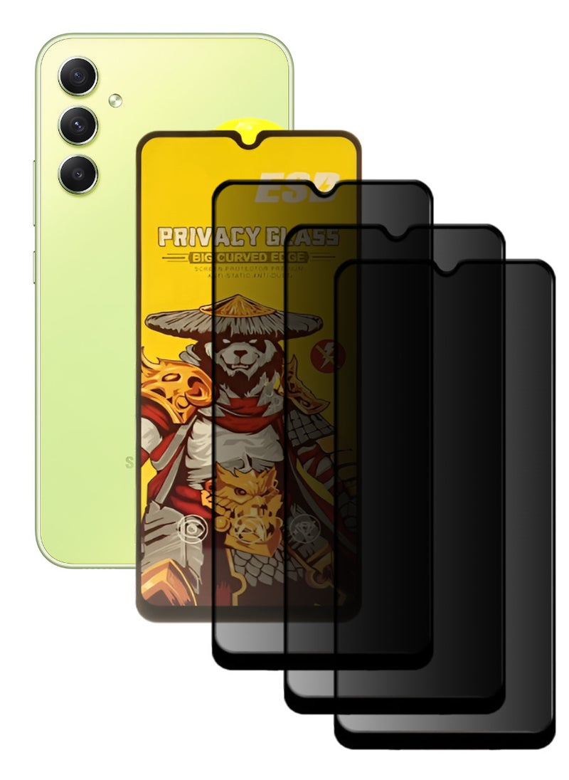 ESD 3 Pieces Tempered Dustproof Privacy Glass Screen Protector Compatible For Samsung Galaxy A34 5G - Image 1