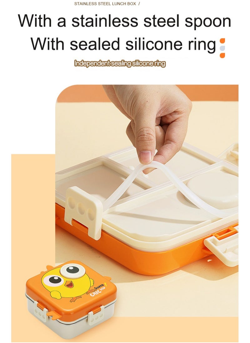 Twisoo - Twisoo Super Chicken Kids Insulated Lunch Box - 1120ml, Stainless Steel, Leakproof Double Decker Bento with Spoon & Soup Bowl, Dishwasher Safe - Image 1