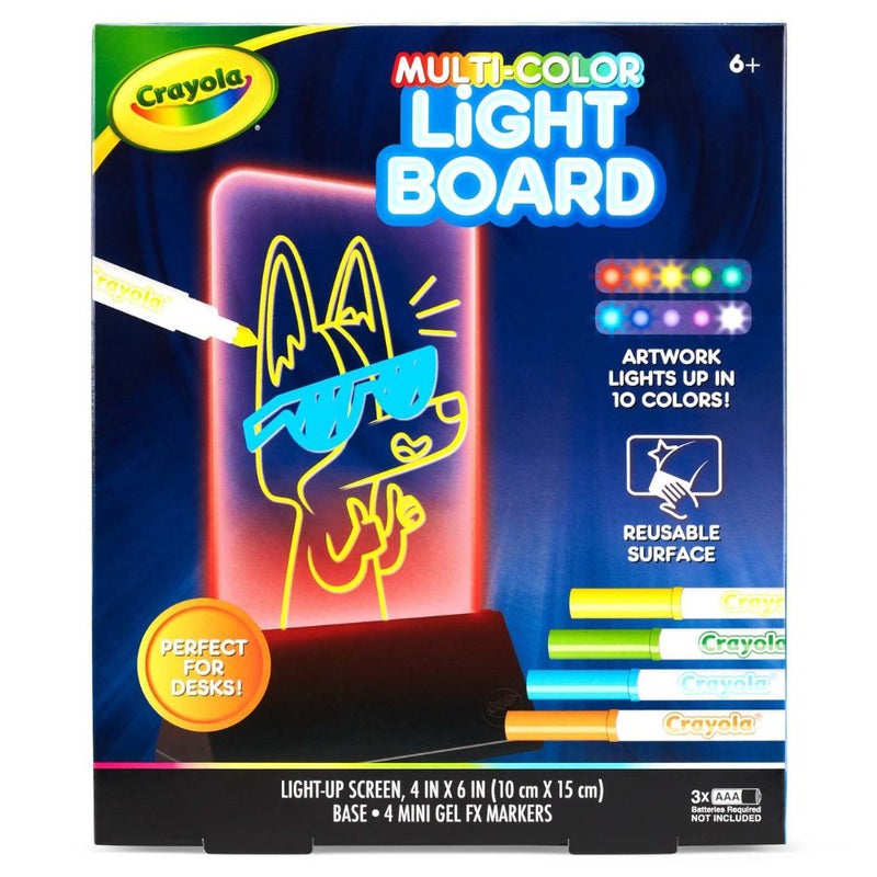 Crayola - Multi-Color Light Board | Bright Markers or Washable Window Markers are compatible with this board | Requires 3 AAA batteries (not included) | A great gift for birthdays and holidays, this drawing tablet is ideal for kids, ages 6 & up. - Image 1