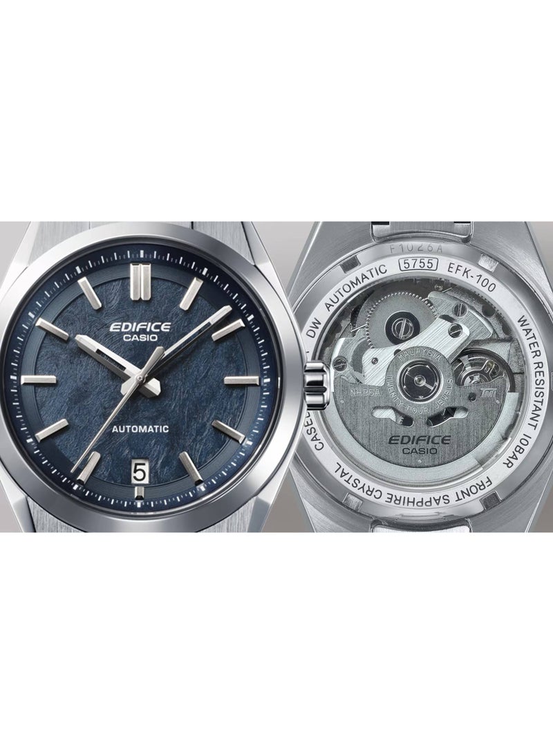 CASIO ساعة كاسيو إيديفيس أوتوماتيكية EFK-100D-2A بقرص أزرق من الفولاذ المقاوم للصدأ للرجال - Image 2