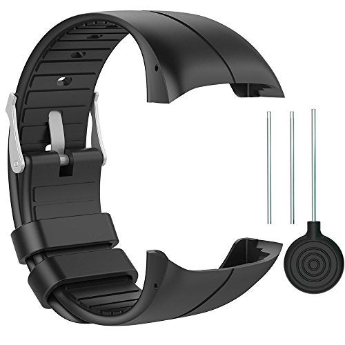 QGHXO Band for Polar M400/M430, Soft Adjustable Silicone Replacement Wrist Watch Band for Polar M400/M430 Watch (Black) - Image 1