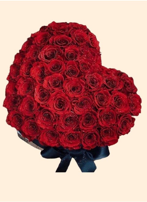 Fresh Flower Glitter Roses Heart Box