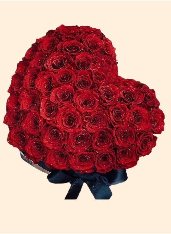 Petals by Aemi - Fresh Flower Glitter Roses Heart Box - Image 1