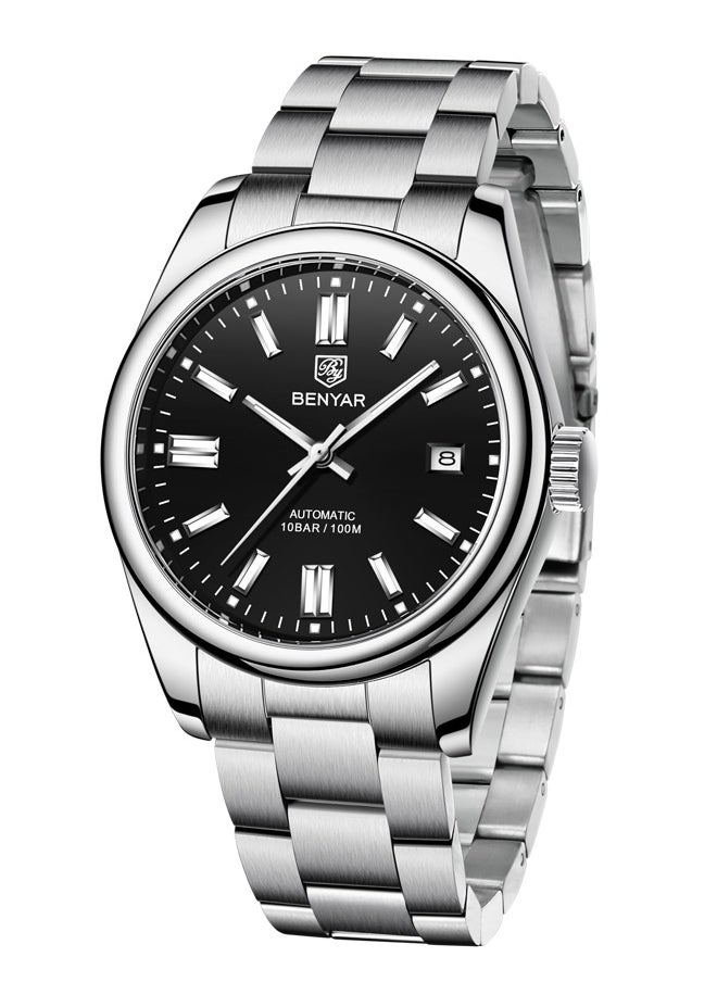 BENYAR Men's Automatic Watches Full Steel Luxury Casual Business Wrist Watch for Men Sea-gull ST6 Mechanical Synthetic Glass Wristwatch  - Image 1