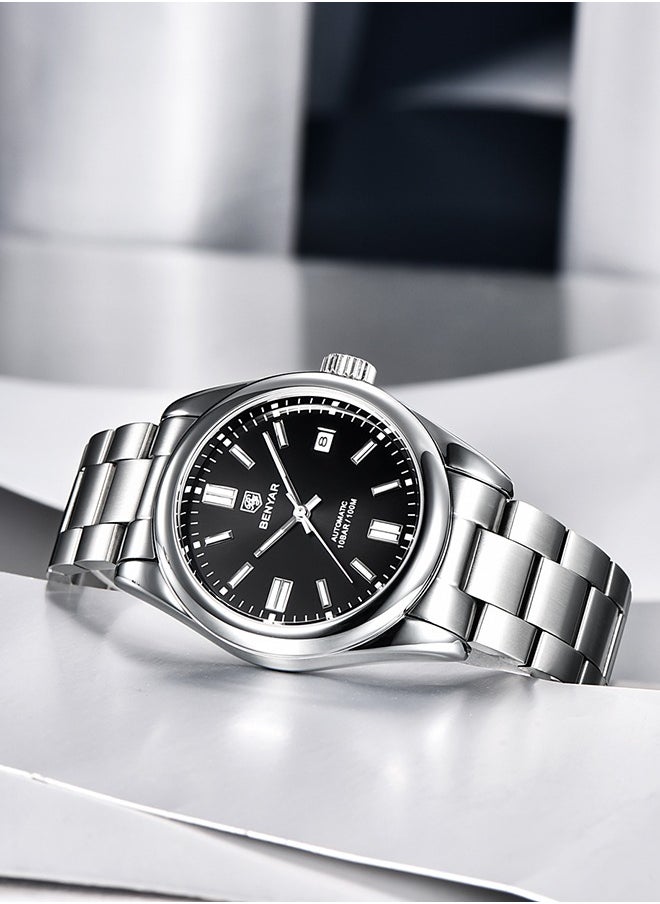 BENYAR Men's Automatic Watches Full Steel Luxury Casual Business Wrist Watch for Men Sea-gull ST6 Mechanical Synthetic Glass Wristwatch  - Image 3