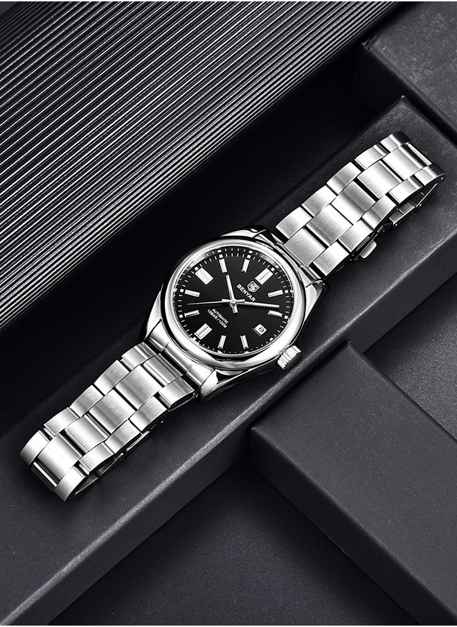 BENYAR Men's Automatic Watches Full Steel Luxury Casual Business Wrist Watch for Men Sea-gull ST6 Mechanical Synthetic Glass Wristwatch  - Image 2