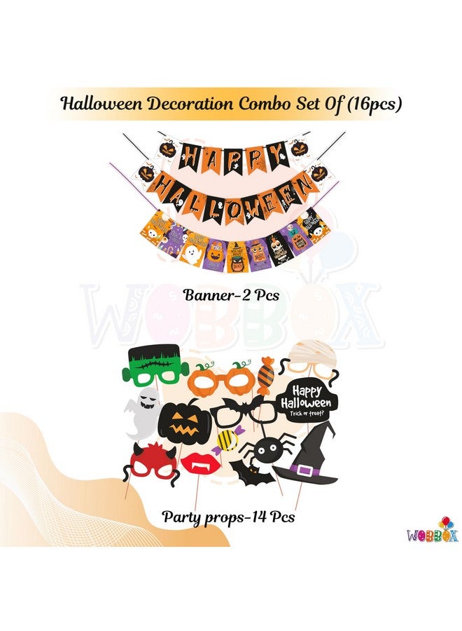 WOBBOX Halloween Party Prop Photo Booth Props DIY Kit with Bunting Banner for Party Supplies Featuring Boo Pumpkin Ghost Halloween Decorations Photo Booth Props (Combo YS) - Image 2