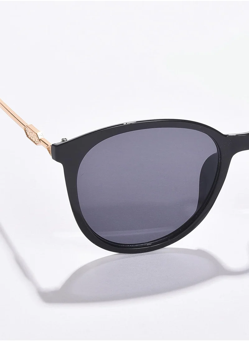 صوص هاوت Black Lens Gold-Coloured-Toned Butterfly Sunglasses