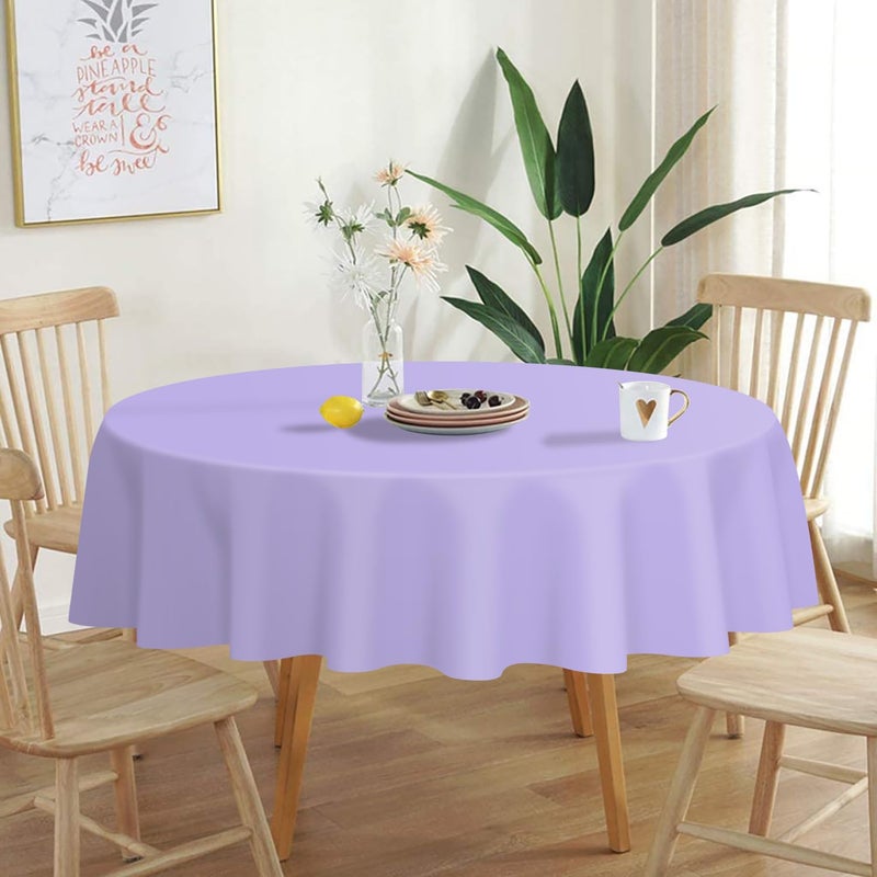 QIKSION Lavender Round Tablecloth 2 Pack, 84 Inch Plastic Table Cover Disposable for Parties - Image 2