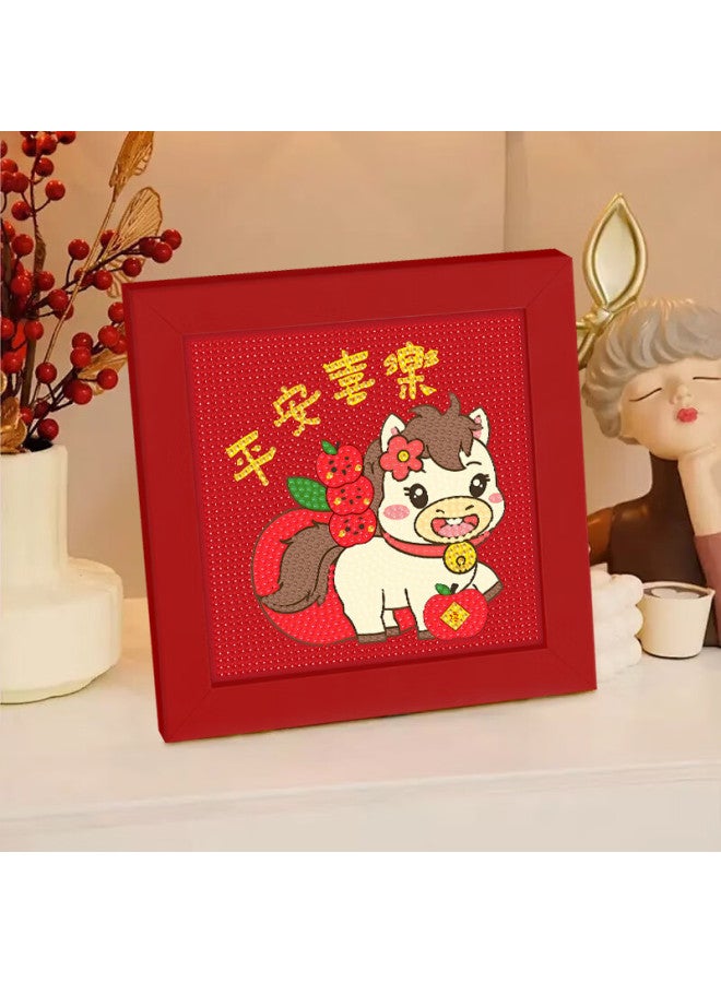 Letrel Lezhe Year Of The Horse New Year Full Diamond Painting With Frame Children's Diy Handmade Sticker Tool Kit High-value Ornament - Image 3