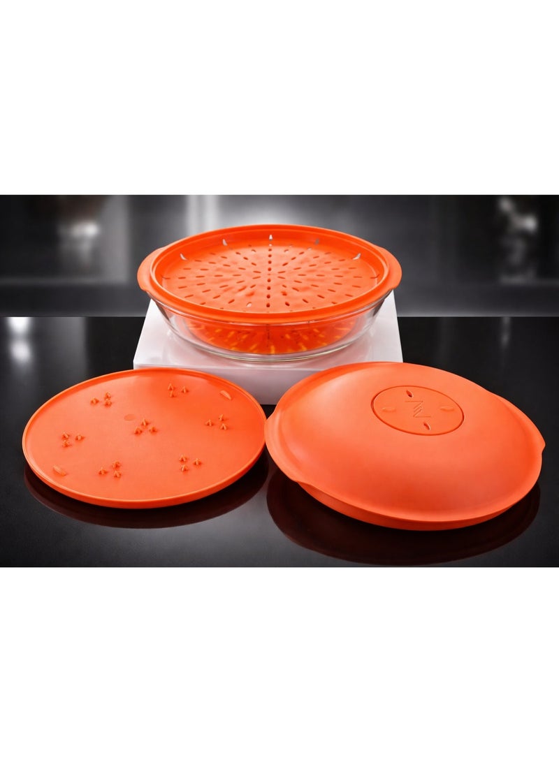 Zest 59524 ZEST PAŞABAHÇE STEAMER MICROWAVE BOWL ORANGE LID - Image 3
