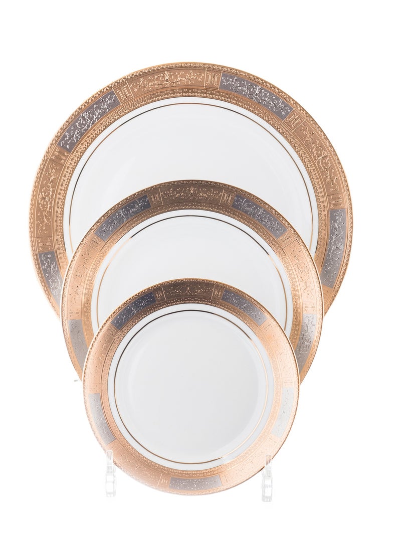 هيك طقم سفرة بورسلين مطلي بالذهب 100 قطعة - Image 2