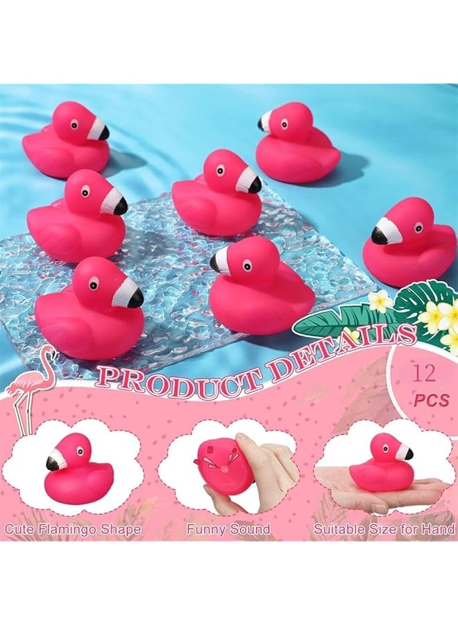 KASTWAVE Flamingo Rubber Duckies 12 Pcs Bulk Pink Flamingos Bath Toys Floating Squeak Flamingo Toy Duckies Toy For Shower Party Favors Decoration - Image 2