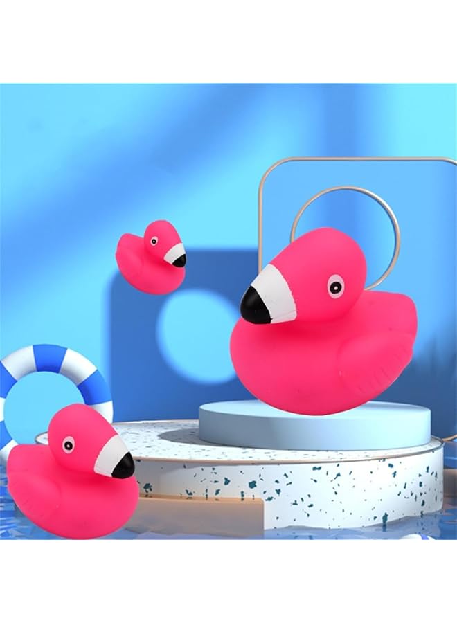 KASTWAVE Flamingo Rubber Duckies 12 Pcs Bulk Pink Flamingos Bath Toys Floating Squeak Flamingo Toy Duckies Toy For Shower Party Favors Decoration - Image 4
