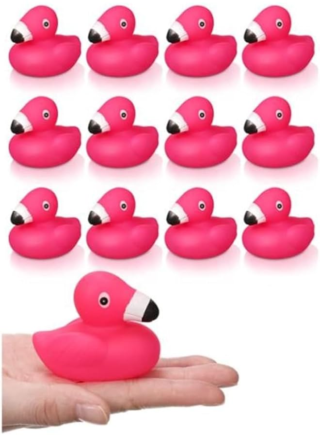 KASTWAVE Flamingo Rubber Duckies 12 Pcs Bulk Pink Flamingos Bath Toys Floating Squeak Flamingo Toy Duckies Toy For Shower Party Favors Decoration - Image 1
