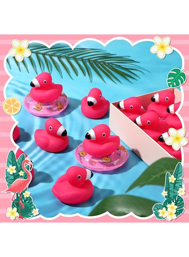 KASTWAVE Flamingo Rubber Duckies 12 Pcs Bulk Pink Flamingos Bath Toys Floating Squeak Flamingo Toy Duckies Toy For Shower Party Favors Decoration - Image 5