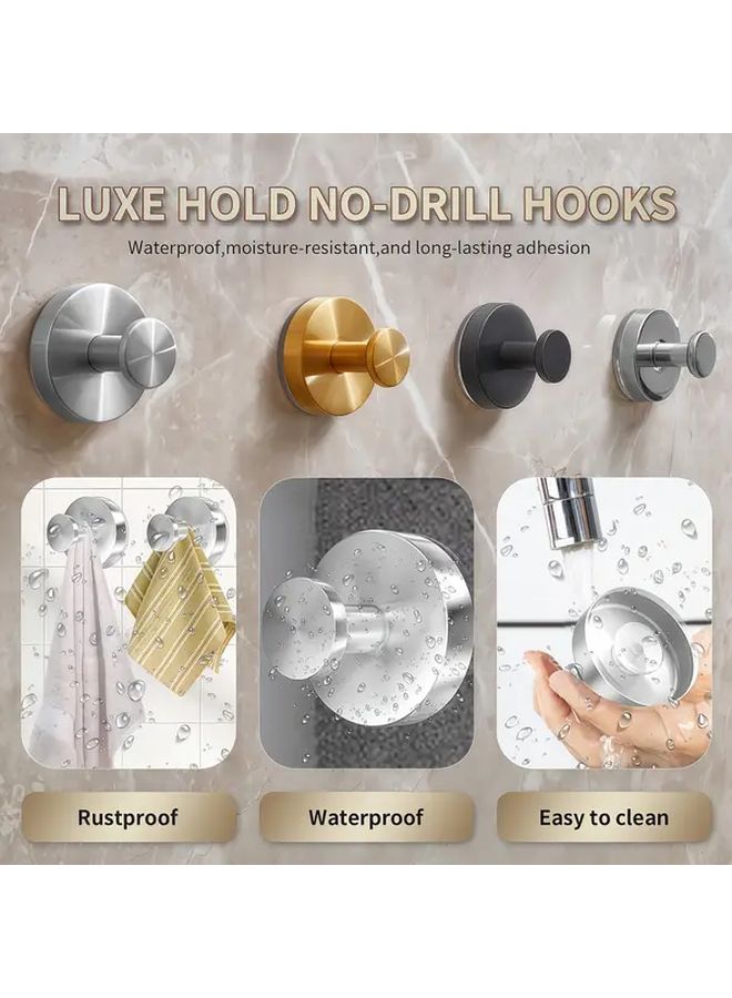 خطافات سوداء قوية ذات ممصات قوية لتعليق المناشف على الحائط بدون حفر، تتحمل وزن 15 رطلاً - Image 3