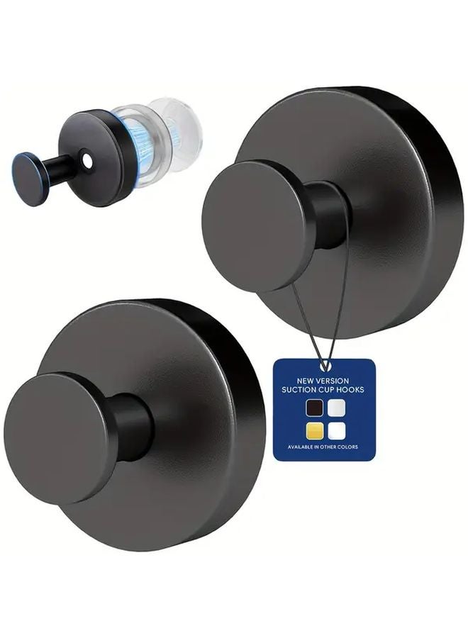 خطافات سوداء قوية ذات ممصات قوية لتعليق المناشف على الحائط بدون حفر، تتحمل وزن 15 رطلاً - Image 2