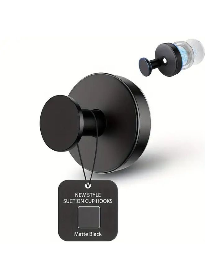 خطافات سوداء قوية ذات ممصات قوية لتعليق المناشف على الحائط بدون حفر، تتحمل وزن 15 رطلاً - Image 1