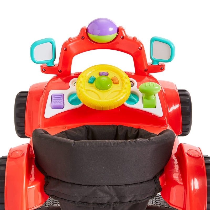 Kolcraft 4x4-2-in-1 Infant and Baby Push Walker with Wheels, Seated or Walk-Behind Design, Steering Wheel with Lights and Car Sound Activities for Boys and Girls, Wide and Sturdy Frame - Racer Red - Image 3