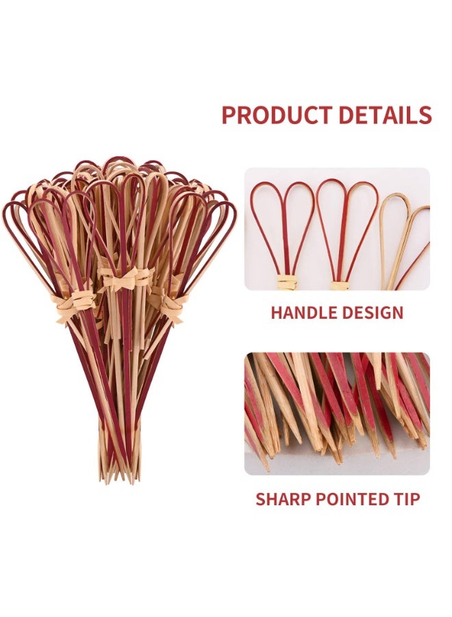 Bamboo Cocktail Sticks with Knot, 100 Pcs Red Food Picks for Appetizers & Drinks, 12cm - Image 5