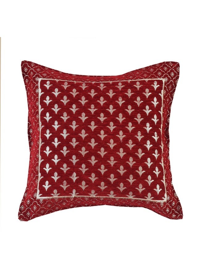 LOOMLYFE Jacquard Geomteric Cushion Covers 16 Inch X 16 Inch Set Of 5 Ethnic Motifs 240 TC Cushion Covers,Design- Star,Color- Maroon - Image 3
