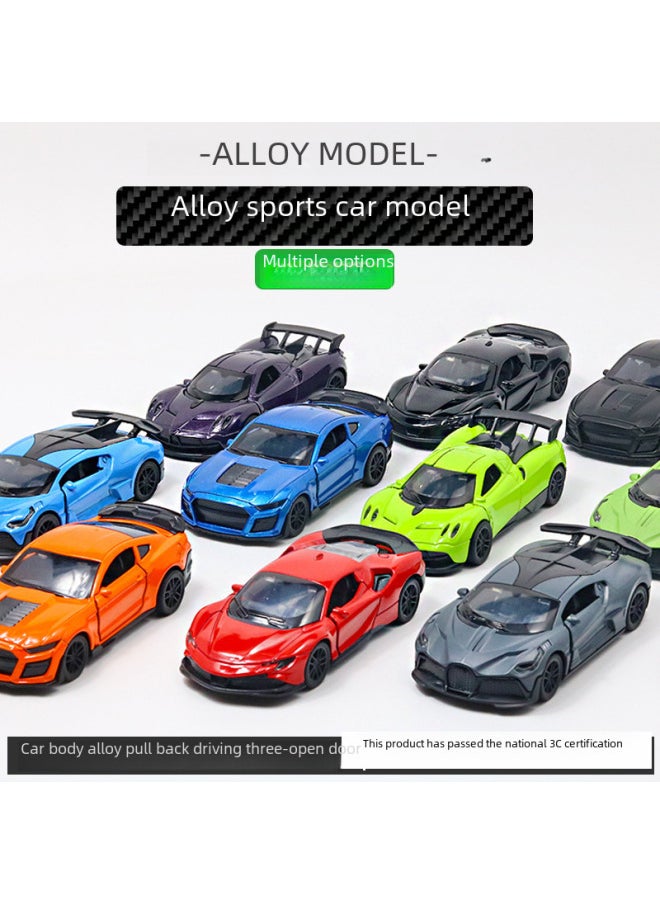 Bulk Simulation Alloy Sports Car Model Children's Toy Car Back To Open The Door Car Men's Cake Ornaments Wholesale-Color:[Bag] Pull Black  - Image 2