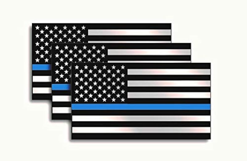 Decals by Haley Pack of 3 Thin Blue Line and USA Flag Decal Stickers American Flag Fallen Officer Cop Car Truck Blue Lives Matter - Image 1