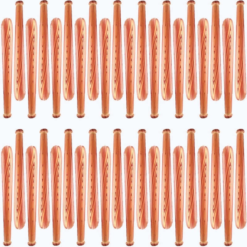Sonarun 40 Pack 315 Inch Inflatable Baseball Bat Blow up Wood Grain Baseball Bat Inflates for Carnival Birthday Pool Summer Beach Baseball Party Favors - Image 2