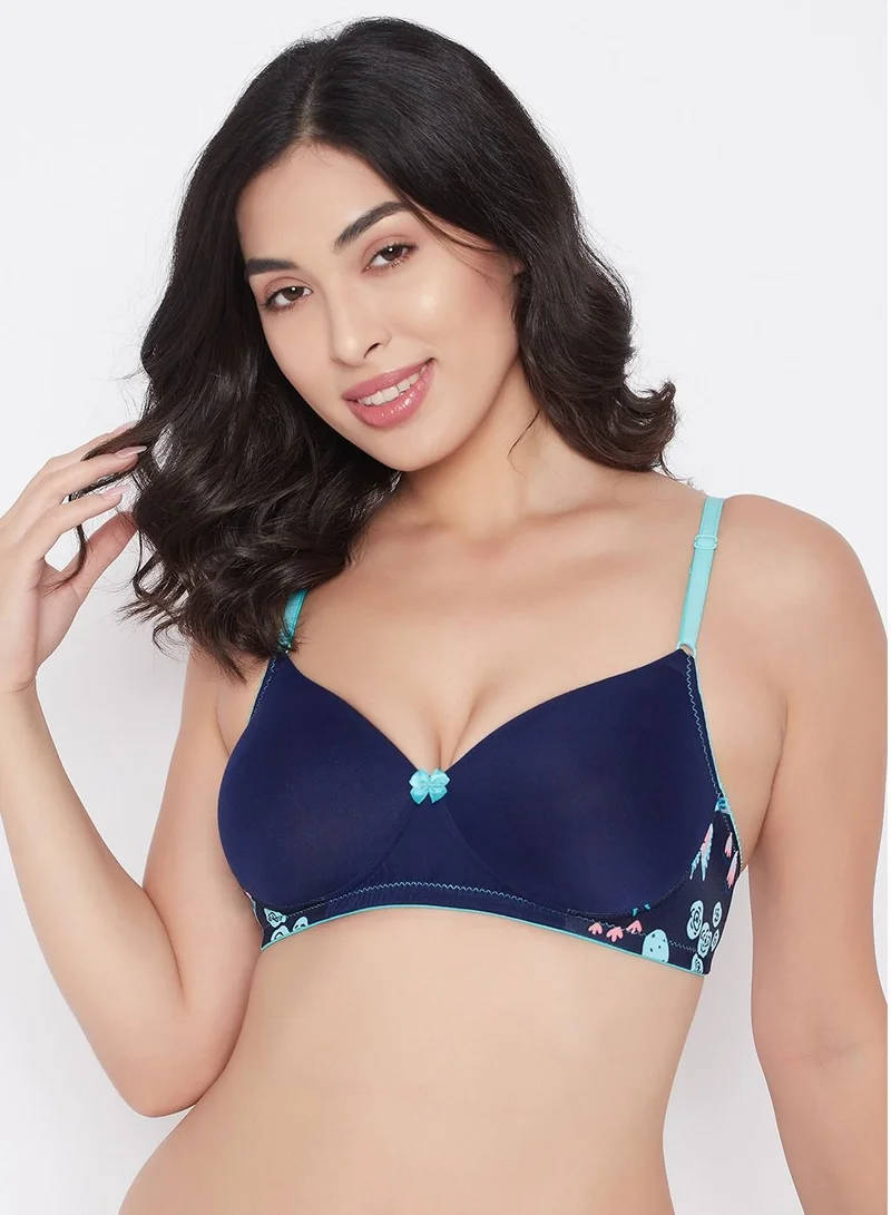 كلوفيا Clovia Padded Non-Wired Full Cup T-shirt Bra in Navy